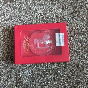 GORHAM CRYSTAL CHRISTMAS ORNAMENT BABY'S FIRST CHRISTMAS ROCKING HORSE